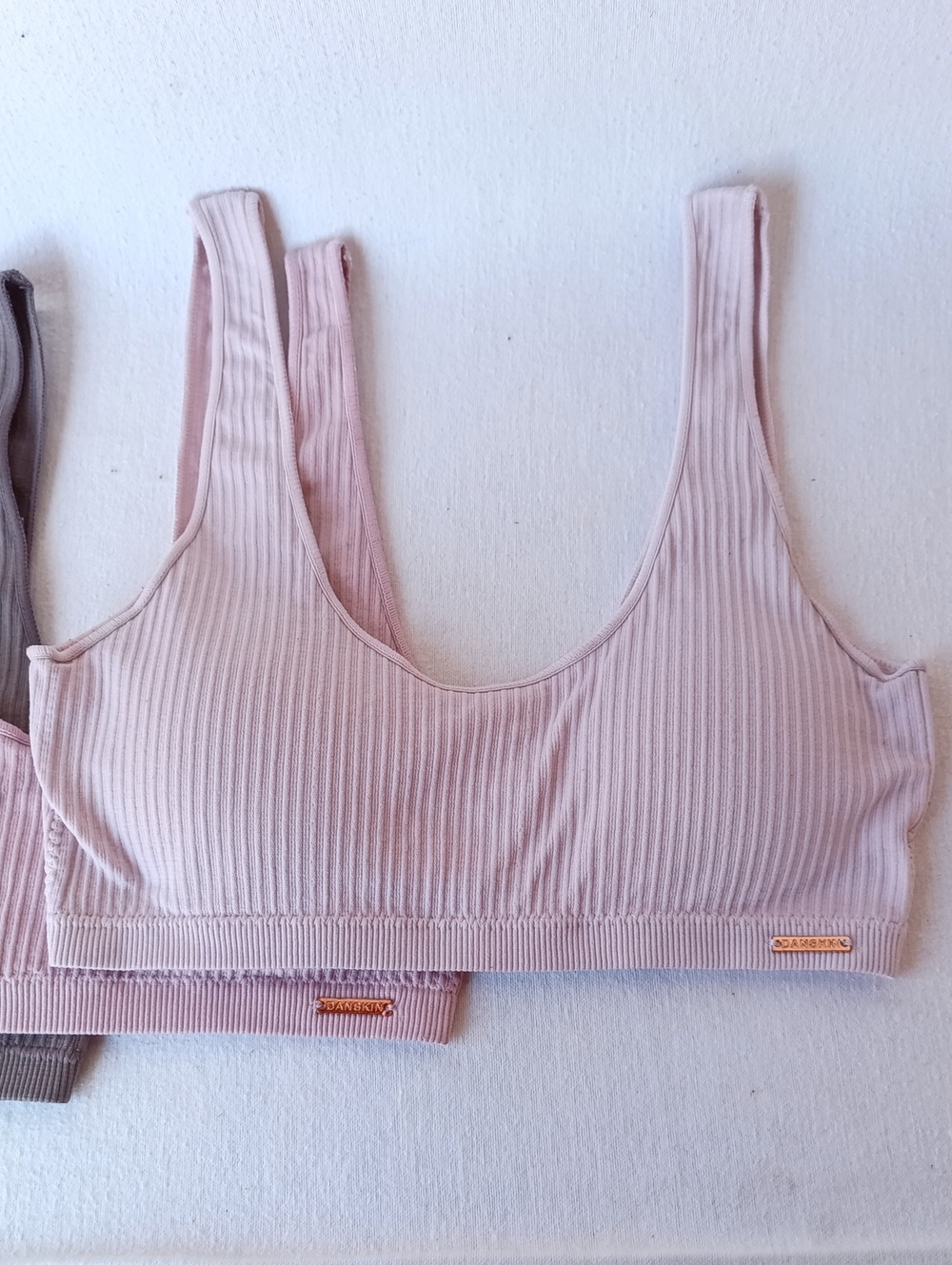 Danskin Ribbed Scoop Bralette in Blush Pink, Pale Pink & Dark Mauve
